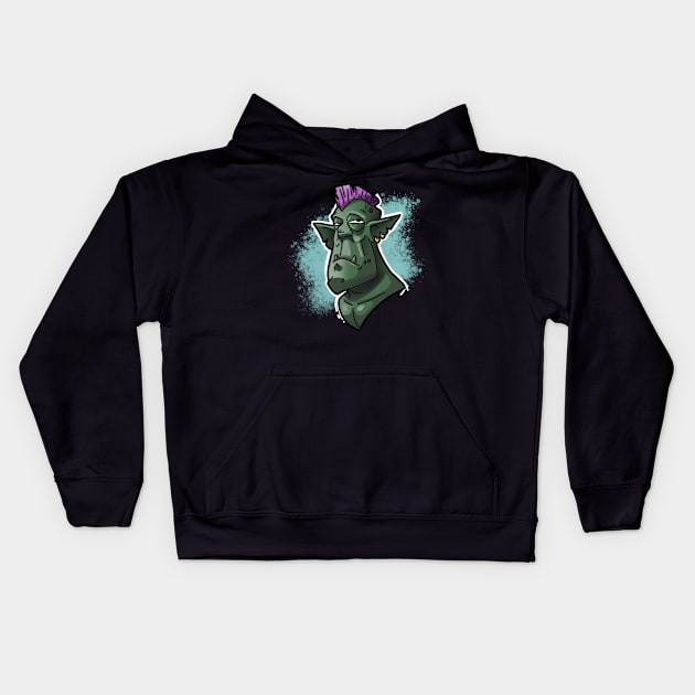 Punkish Orc Kids Hoodie by LupaShiva